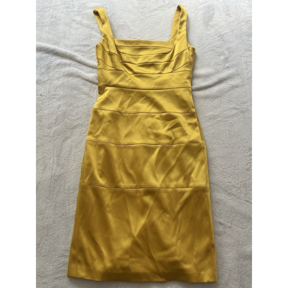 JAX Dress‎ Women's 2 Yellow Satin Tank Cocktail Prom Bridesmaid Wedding Bodycon